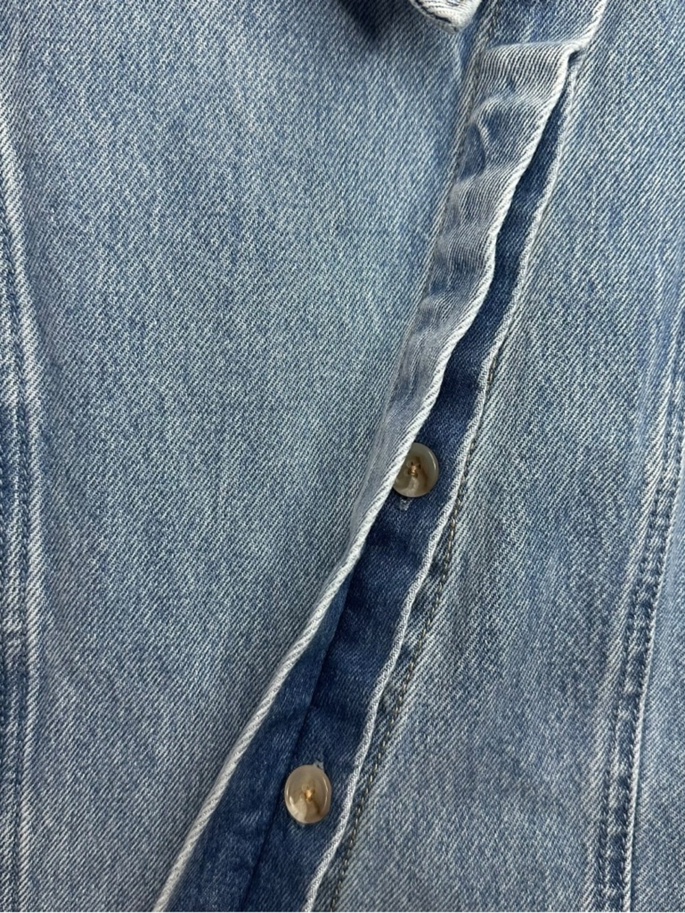 Meshki Light Wash Denim Jacket XS Fitted Button Front 100% Cotton - Picture 7 of 15